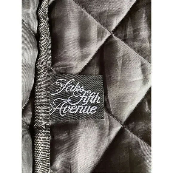 Saks Fifth Avenue women’s black nylon quilted tote bag 16 x 19 x 5  - Picture 4 of 4